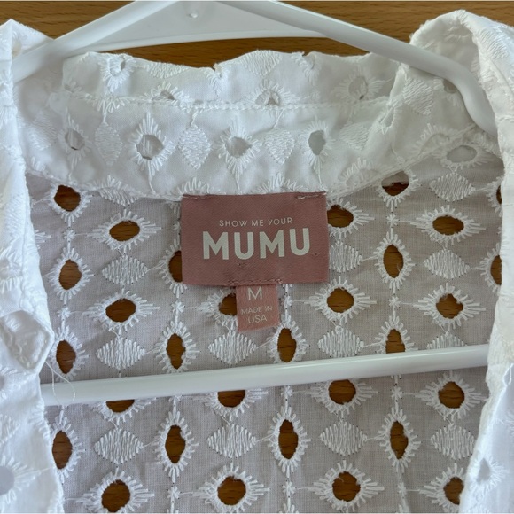 Show Me Your Mumu Women’s Medium White Eyelet Button Down Midi Dress Dayton - Picture 4 of 10